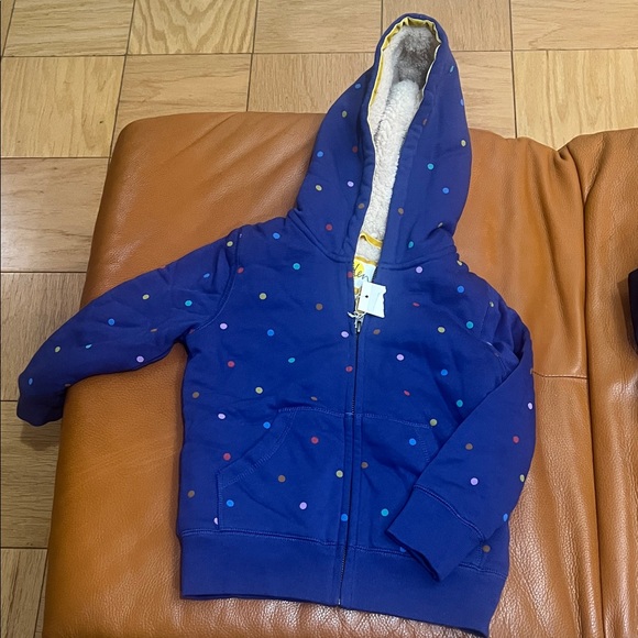 NWT Mini Boden Sherpa-lined jacket . multicolored polka dot . Sz 5-6 years - Picture 1 of 2